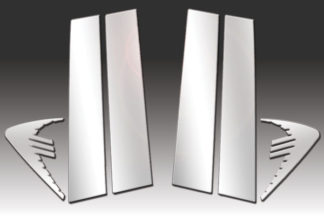 Mirror Finish Stainless Steel Pillar Post w/ Art 6-Pc 2008 - 2014 Dodge Avenger