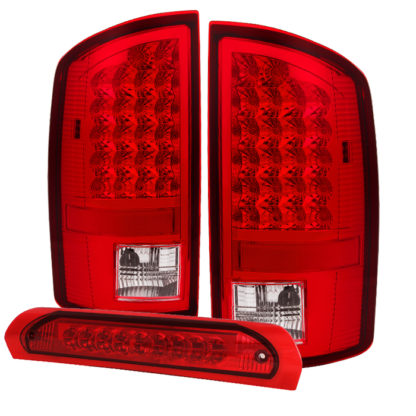 ALT-JH-DR07-LED-SET-RCDodge Ram 07-08 1500 / Ram 07-09 2500/3500 LED Tail Lights with LED 3rd Brake Lamps- Red Clear