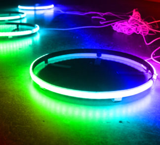 2-Row Race Sport® ColorADAPT® 17in LED Wheel Kit in RGB Multicolor - Comes with 4 mounting rings recessed with IP68 RGB LED's - RSRGB172R_a15