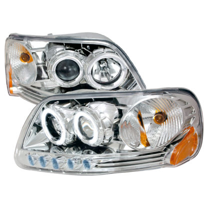 97-03 Ford F150 Halo Projector HeadLights Chrome