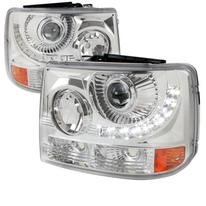 99-02 Chevrolet Silverado 1 PC Projector HeadLight - Chrome With LED (Only Fits With Spec-D Vertical Facelift Conversion Grille)