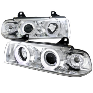 92-98 BMW 3 Series SMD LED Iced Halo Projector HeadLight Chrome Housing