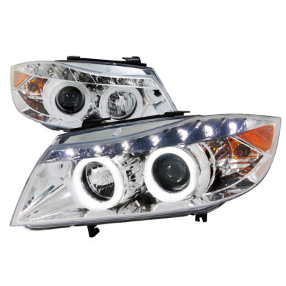 05-08 BMW 3 Series SMD LED Iced Halo Projector HeadLight Chrome Housing
