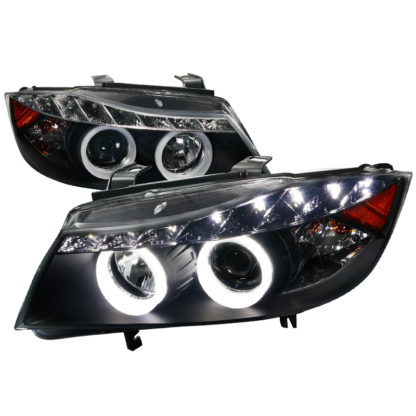 05-08 BMW 3 Series SMD LED Iced Halo Projector HeadLight Black Housing