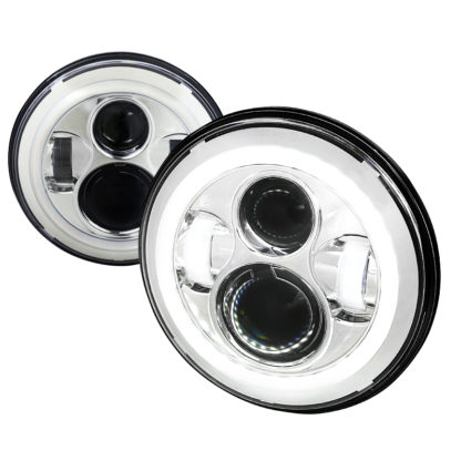 Universal Universal Universal 7 Inch Round Projector HeadLights With Halo - Chrome