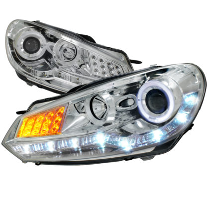 09-10 Volkswagen Golf Projector HeadLight R8 Style Chrome Housing With LED Signal