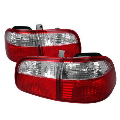99-00 Honda Civic Tail Lights Red Clear 4Dr