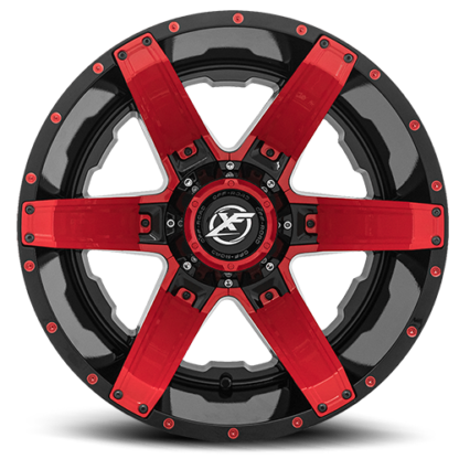 Gloss Black w/Red Inserts are rugged with unique styling. Sizes vary from 17 to 26 Inch with various widths that fit all 4 x 4 lifted trucks. Available for shipping with wheel and tire packages including lug and lock installation kits. Call 888.400.3957 for expert wheel and tire advice.
