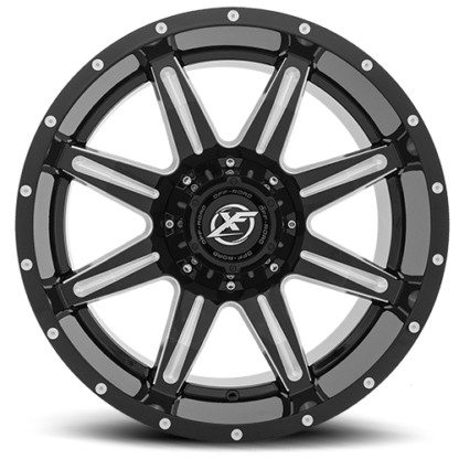 Gloss Black Milled are rugged with unique styling. Sizes vary from 17 to 26 Inch with various widths that fit all 4 x 4 lifted trucks. Available for shipping with wheel and tire packages including lug and lock installation kits. Call 888.400.3957 for expert wheel and tire advice.