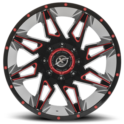 Gloss Black Red Milled are rugged with unique styling. Sizes vary from 17 to 26 Inch with various widths that fit all 4 x 4 lifted trucks. Available for shipping with wheel and tire packages including lug and lock installation kits. Call 888.400.3957 for expert wheel and tire advice.
