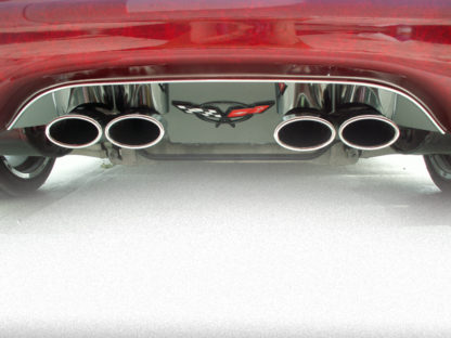 Exhaust Filler Panel Polished w/ Crossed Flags Emblem GML Stock |1997-2004 Chevrolet Corvette