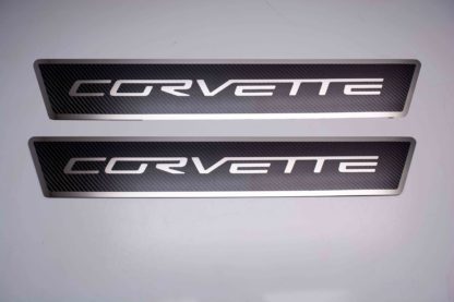 Outer Door sills Carbon Fiber w/ Polished Stainless Steel Inlay "Corvette" |2005-2013 Chevrolet Corvette