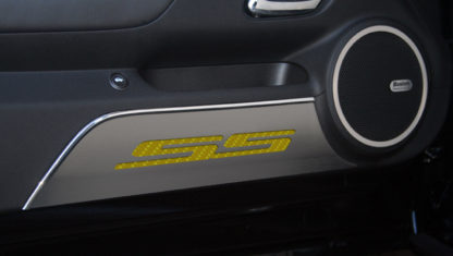 Door Panel Kick Plates "SS Style" Satin 2pc CF Yellow 2010-2015 Chevrolet Camaro