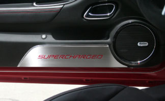 Door Panel Kick Plates "Supercharged Style" Satin 2pc CF Yellow 2010-2015 Chevrolet Camaro