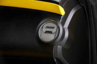 A/C Vent Duct Covers Deluxe "SS" Round Outer 8pc Carbon Fiber Yellow 2014-2015 Chevrolet Camaro