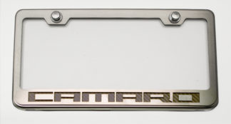 Tag Frame Chrome/Satin "Camaro Style" Illum. Yellow 2010-2019 Chevrolet Camaro