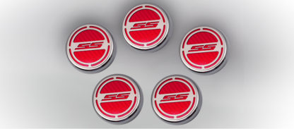 Cap Cover Set Carbon Fiber "SS" Series Automatic 5pc CF Red 2010-2015 Chevrolet Camaro