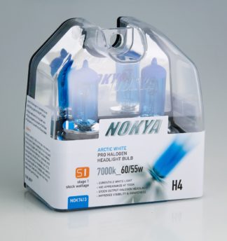Nokya Headlight Bulb; Pro Series; H4 Halogen; 60/ 55 Watt; Arctic White; 7000K; Set Of 2