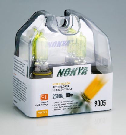 Nokya Headlight Bulb; Pro Series; 9005 (HB3) Halogen; Hyper Yellow; 2500K; Set Of 2