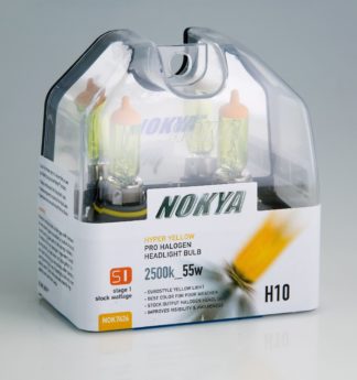 Nokya Headlight Bulb; Pro Series; H10 (9145) Halogen; Hyper Yellow; 2500K; Set Of 2