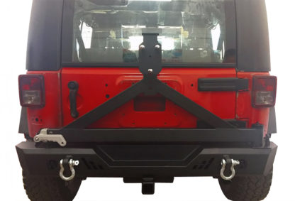 Jeep Rear Bumper Tire Carrier Carbon Steel Black; 2007-2018 Jeep Wrangler JK ( With Hitch Receiver )