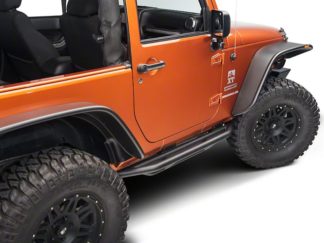 Jeep Side Armor Carbon Steel Black; 2007-2018 Jeep Wrangler JK 2Dr (Factory sidesteps or rock rails have to be removed)