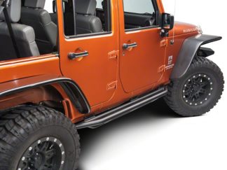 Jeep Side Armor Carbon Steel Black; 2007-2018 Jeep Wrangler JK 4Dr (Factory sidesteps or rock rails have to be removed)