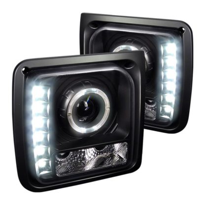 Spec-D® LHP-CHKE97JM-RS - Black Halo Projector Headlights with LED DRL 1997 - 2001 Jeep Cherokee