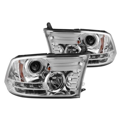 Dodge Ram 1500 09-18 / Ram 2500/3500 10-19 Projector Headlights - Halogen Model Only ( Not Compatible With Factory Projector And LED DRL ) - Light Bar DRL - Chrome - High 9005 (Not Included)- Low H1 (Included)