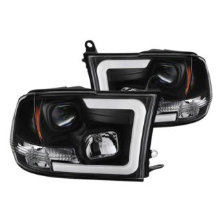 Dodge Ram 1500 09-18 / Ram 2500/3500 10-19 Version 2 Projector Headlights - Halogen Model Only ( Not Compatible With Factory Projector And LED DRL ) - Light Bar DRL - Low Beam-H7(Included) ; High Beam-H1(Included) ; Signal-3157A(Not Included) -  Black