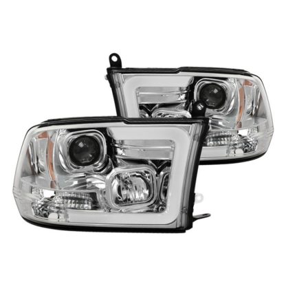 Dodge Ram 1500 09-18 / Ram 2500/3500 10-19 Version 2 Projector Headlights - Halogen Model Only ( Not Compatible With Factory Projector And LED DRL ) - Light Bar DRL - Low Beam-H7(Included) ; High Beam-H1(Included) ; Signal-3157A(Not Included) - Chrome