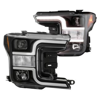 Ford F150 18-19 (Halogen Model Only  Do Not Fit Factory Xenon Model) Projector Headlights - Low Beam-H7(Included) ; High Beam-H1(Included) ; Signal-7444NA(Not Included) - Black