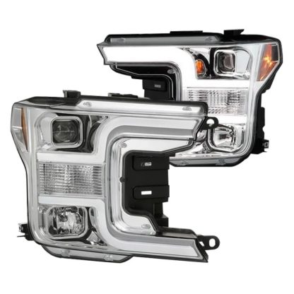 Ford F150 18-19 (Halogen Model Only  Do Not Fit Factory Xenon Model) Projector Headlights - Low Beam-H7(Included) ; High Beam-H1(Included) ; Signal-7444NA(Not Included) - Chrome