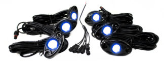 6 LED Glow Pod Kit w/ Brain Box IP68 12V w/ All Hardware (Blue Rock Light Kit)