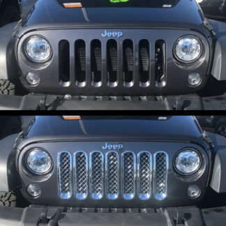 2007-2017 Jeep Wrangler  | 2018-2018 Jeep Wrangler JK  SPORT/SAHARA/RUBICAN/UNLIMITED SPORT 7PC Chrome Overlay Grille