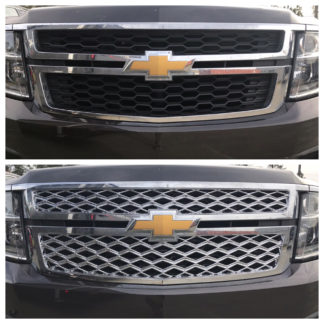 2015-2020 Chevrolet Suburban  | 2015-2020 Chevrolet Tahoe  2PC Chrome DIAMOND DESIGN Overlay Grille