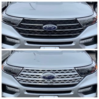 2020-2020 Ford Explorer  XLT/XL NO CAMERA 1PC Chrome SNAP-ON Overlay Grille