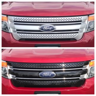2011-2015 Ford Explorer BASE/XLT/LIMITED  Doesnot Fit Sport 3PC Gloss Black Overlay Grille