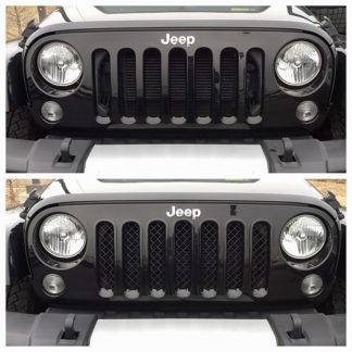 2007-2017 Jeep Wrangler  | 2018-2018 Jeep Wrangler JK  7PC Gloss Black Overlay Grille
