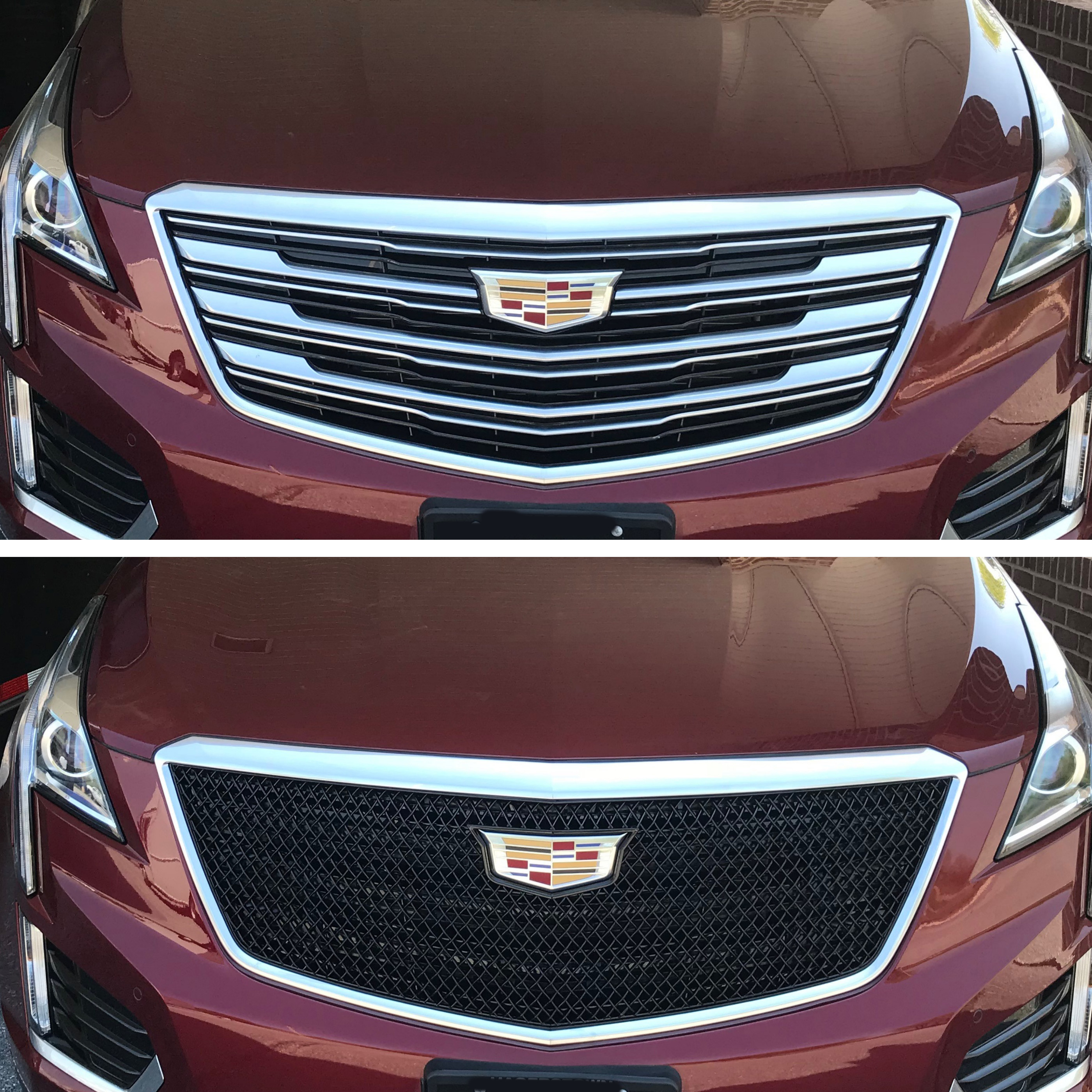 Beautost Fit For Cadillac XT5 2016 2017 2018 2019 Front Corner Mesh Grill Molding Cover Trim Matte 