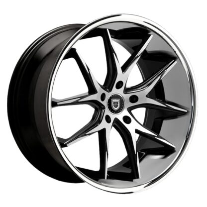 Lexani Wheel; R-TWELVE Gloss Black Machined Face Center / Stainless Steel Chrome Lip