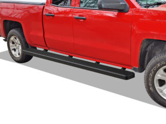 iStep Wheel To Wheel 6 Inch Running Boards | 2007-2018 Chevy/GMC Silverado/Sierra 1500 Extended Cab/Double Cab 8 ft Bed(Incl. 2019 Silverado 1500 LD & 2019 Sierra 1500 Limited)  2007-2019 Chevy/GMC Silverado/Sierra 2500 HD/3500 HD Extended Cab/Double Cab 8ft Bed (Incl. Diesel models with DEF tanks)|Not For 07 Classic Model (Black) - Pair