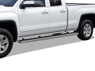 iStep Wheel To Wheel 5 Inch Running Boards | 2007-2018 Chevy/GMC Silverado/Sierra 1500 Extended Cab/Double Cab 8 ft Bed(Incl. 2019 Silverado 1500 LD & 2019 Sierra 1500 Limited)  2007-2019 Chevy/GMC Silverado/Sierra 2500 HD/3500 HD Extended Cab/Double Cab 8ft Bed (Incl. Diesel models with DEF tanks)|Not For 07 Classic Model (Hairline) – Pair