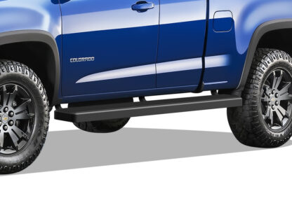 iStep Wheel To Wheel 5 Inch SS Running Boards | 2015-2020 Chevy Colorado Extended Cab 2015-2020 GMC Canyon Extended Cab 6 ft Bed (Black) - Pair