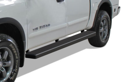 iStep Wheel To Wheel 6 Inch Running Boards | 2004-2020 Nissan Titan Crew Cab 5.5 ft Bed (Exl. 2016 Models) 2016-2020 Nissan Titan XD Crew Cab 5.5 ft Bed (Black) - Pair