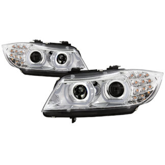 BMW E90 3-Series 09-12 4DR Projector Headlights - Halogen Model Only ( Not Compatible with Xenon/HID Model ) - LED Turn Signal - Low Beam-H7(Included) ; High Beam-H1(Included) ; Signal-LED(Included) - Chrome