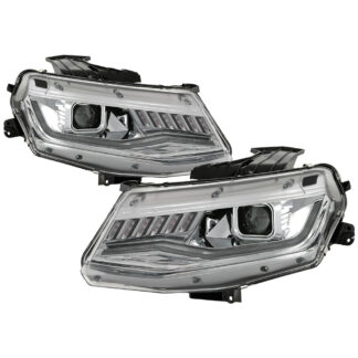 Chevy Camaro 16-18 Halogen Model Projector Headlights - Sequential Turn Signal - Low Beam H7U (Included): - High Beam H7U (Included): - Signal: LED - Chrome