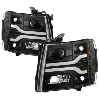 ( Spyder Platinum ) Chevy Silverado 1500 07-13 / 2500HD/3500HD 07-14 ( LED Low Beam ) Projector Headlights - Low Beam: LED - High Beam: H1 (Included) - Signal: 4157NA- Black