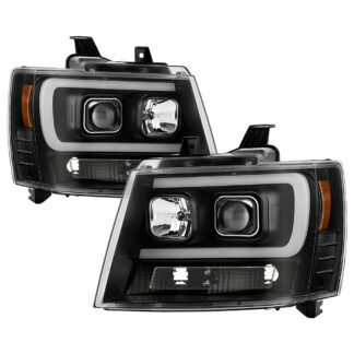 Platinum Chevy Suburban 1500/2500 07-14 / Chevy Tahoe 07-14 / Avalanche 07-14 ( LED Low Beam ) Headlights - Low Beam: LED - High Beam: H1 (Included) - Signal: 4157NA - Black