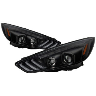 Ford Focus 15-18 Projector Headlights - Sequential Turn Signal Light Bar - Low Beam-H7(Included) ; High Beam-H1(Included) ; Signal-LED(Included) - Black
